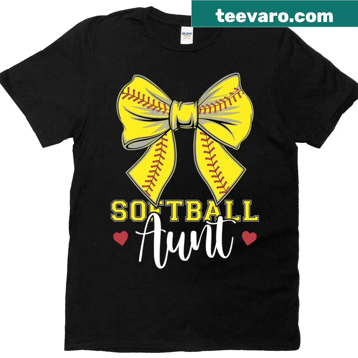 Cute softball-themed long sleeve shirt for a sporty aunt — on a men's t-shirt