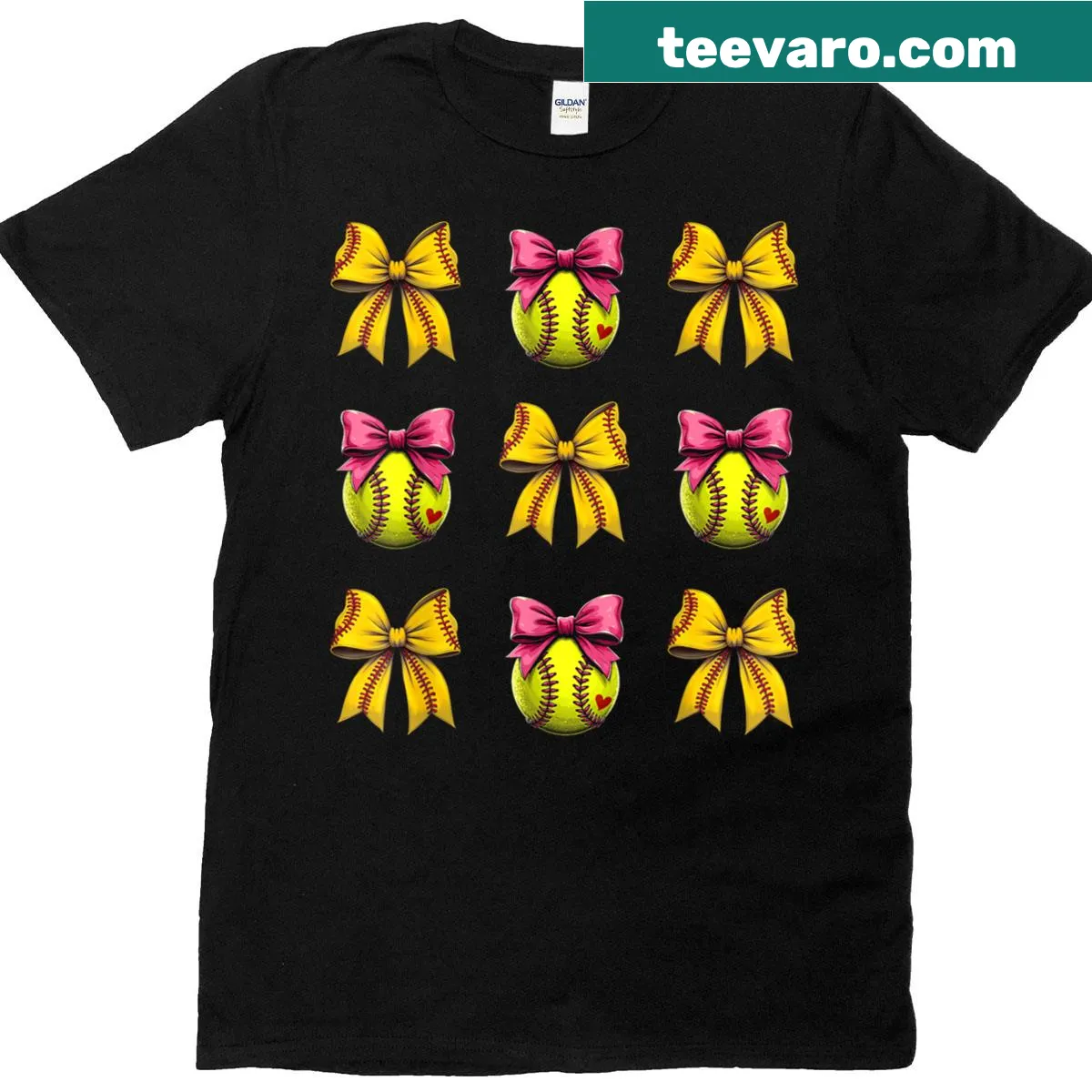 Softball mom t-shirt with a cute bow design — on a men's t-shirt