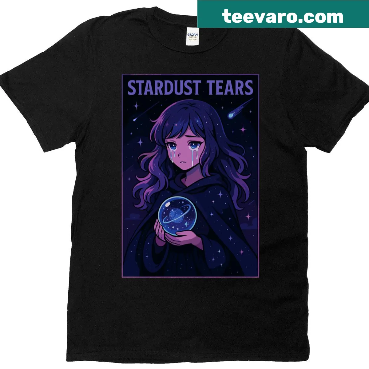 Abstract t-shirt featuring a design inspired by stardust and the cosmos — on a men's t-shirt