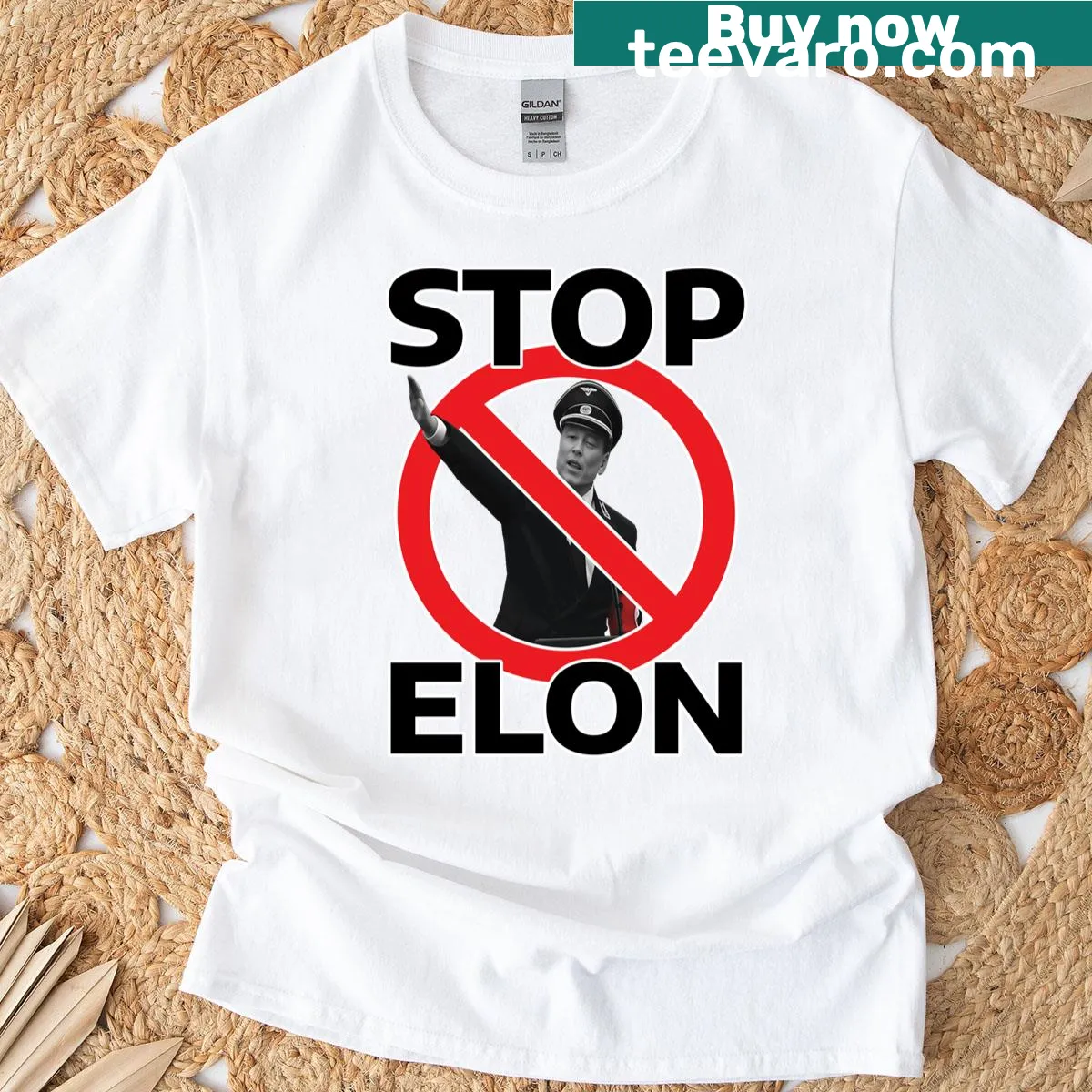 Bold typographic design with an anti-fascist message on a classic T-shirt. — on a men's t-shirt
