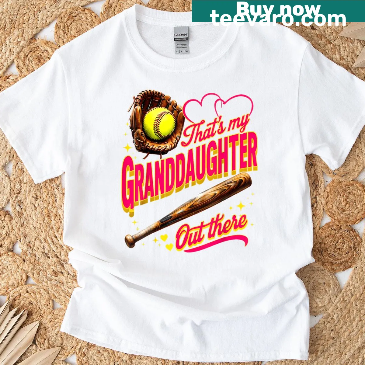 T-shirt featuring the phrase 'That's My Granddaughter Out There' for softball fans — on a men's t-shirt
