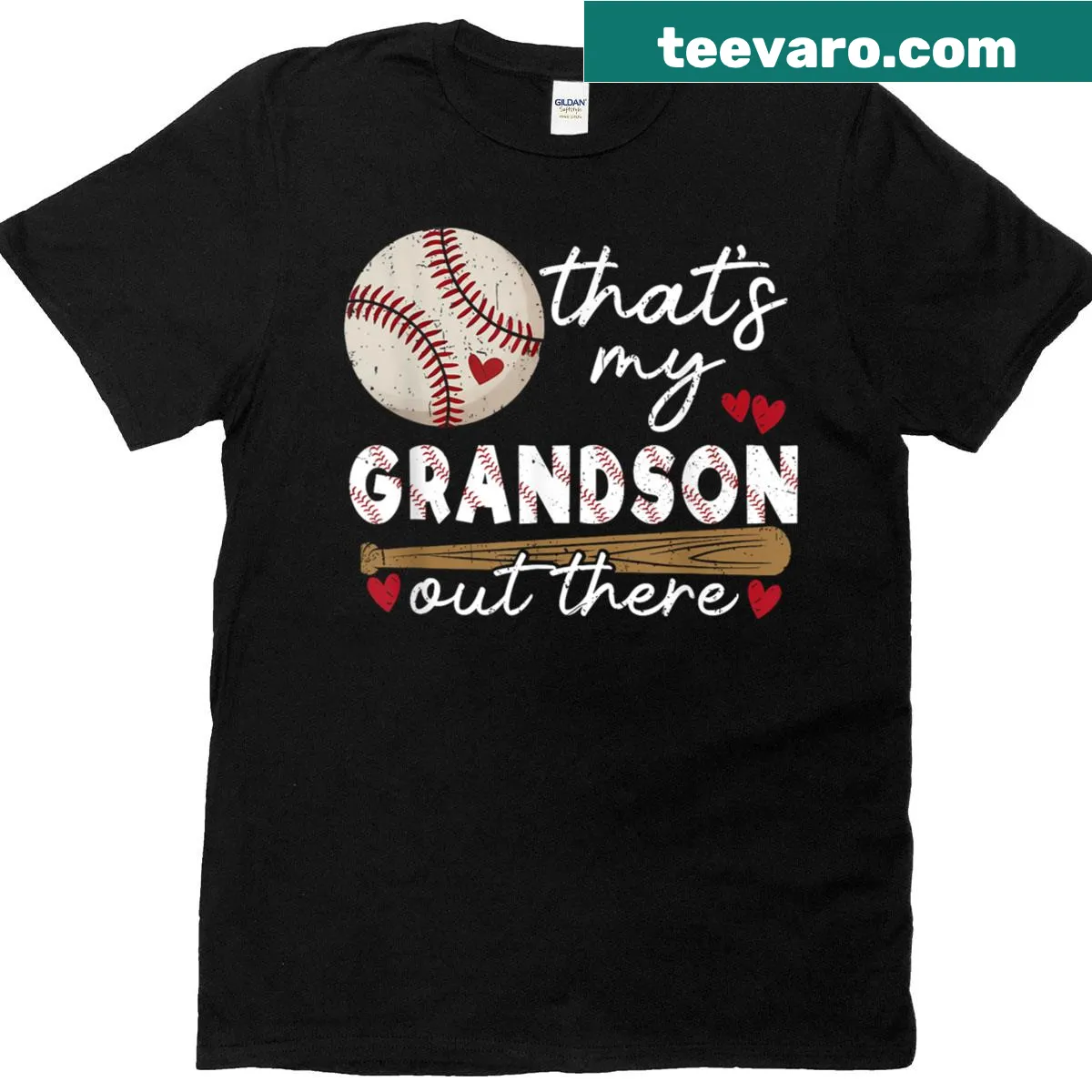 Baseball Grandma shirt with 'That's My Grandson Out There' text — on a men's t-shirt