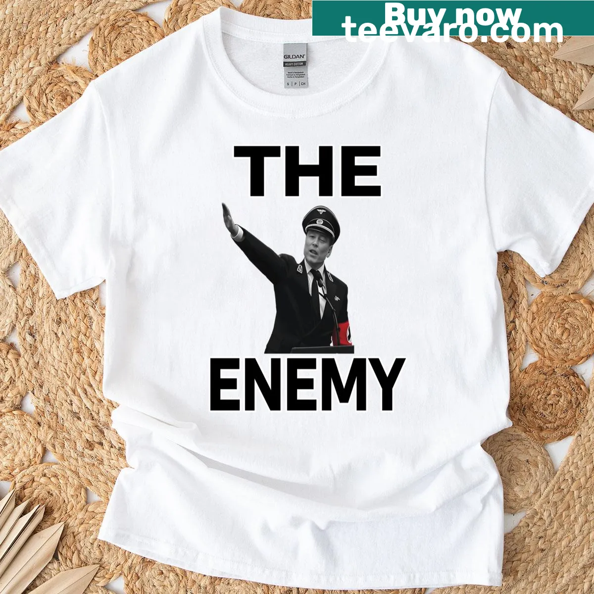 T-shirt featuring a satirical illustration of Elon Musk — on a men's t-shirt