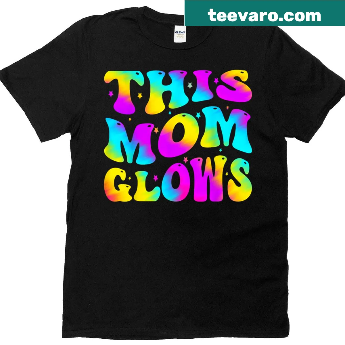 This Mom Glows text design on Mother's Day t-shirt — on a men's t-shirt