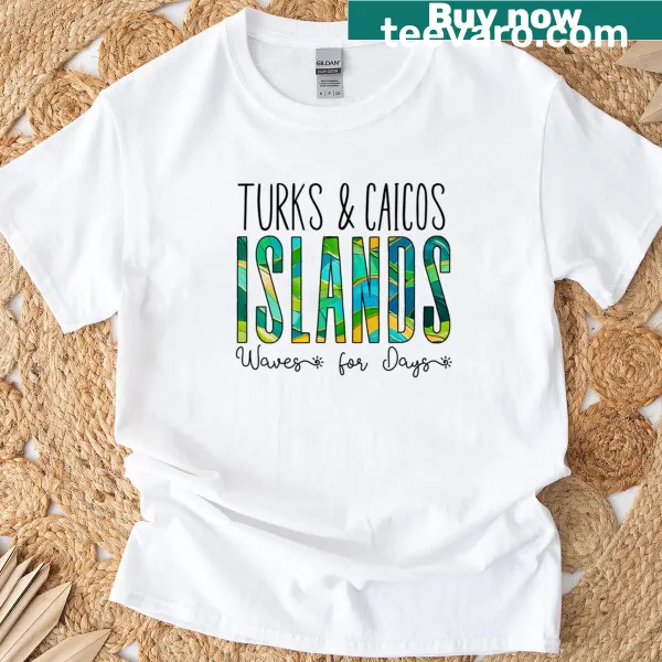 Classic T-shirt featuring a wave design inspired by Turks and Caicos Islands