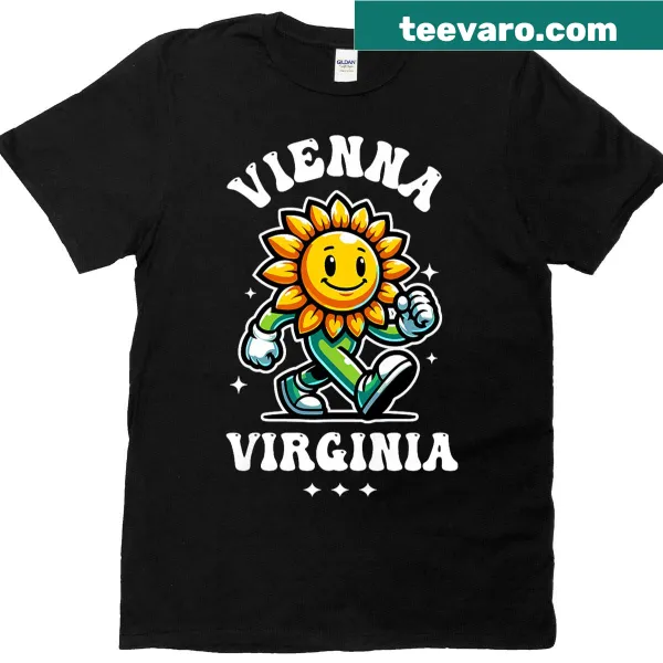 Cartoon sunflower design on a cheerful T-shirt