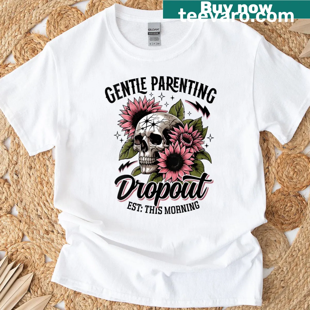 Humorous retro skeleton design for moms on a v-neck t-shirt — on a men's t-shirt