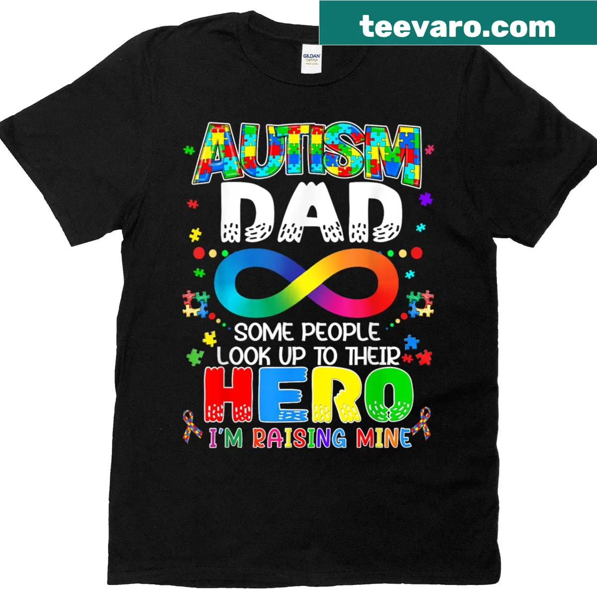 T-shirt dedicated to autism dads raising heroes — on a men's t-shirt