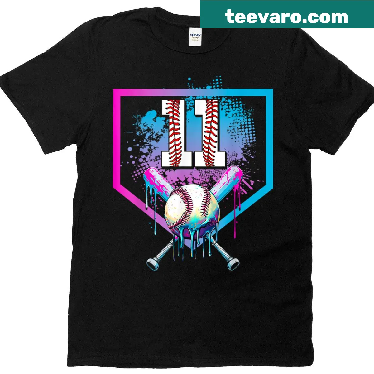 Cartoon t-shirt for boys with baseball and home plate design — on a men's t-shirt