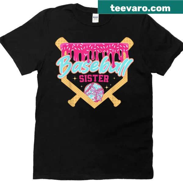 Playful t-shirt for baseball sisters with ice cream design