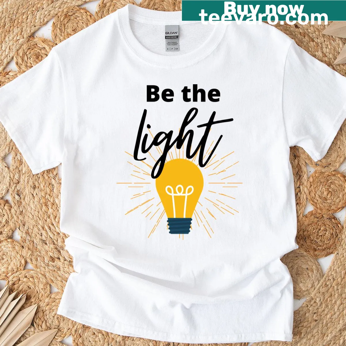 Inspirational Be The Light quote shirt — on a men's t-shirt