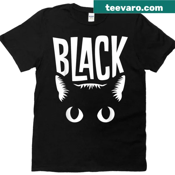 Illustration of a playful black cat on a T-shirt