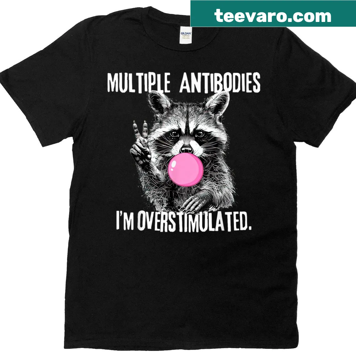 Funny Raccoon Blood Bank t-shirt with medical lab design — on a men's t-shirt