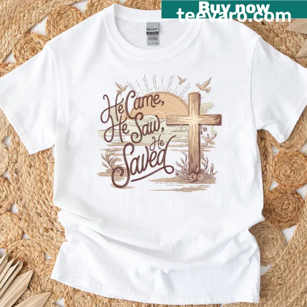 Boho Christian Easter t-shirt with typographic design for the holiday