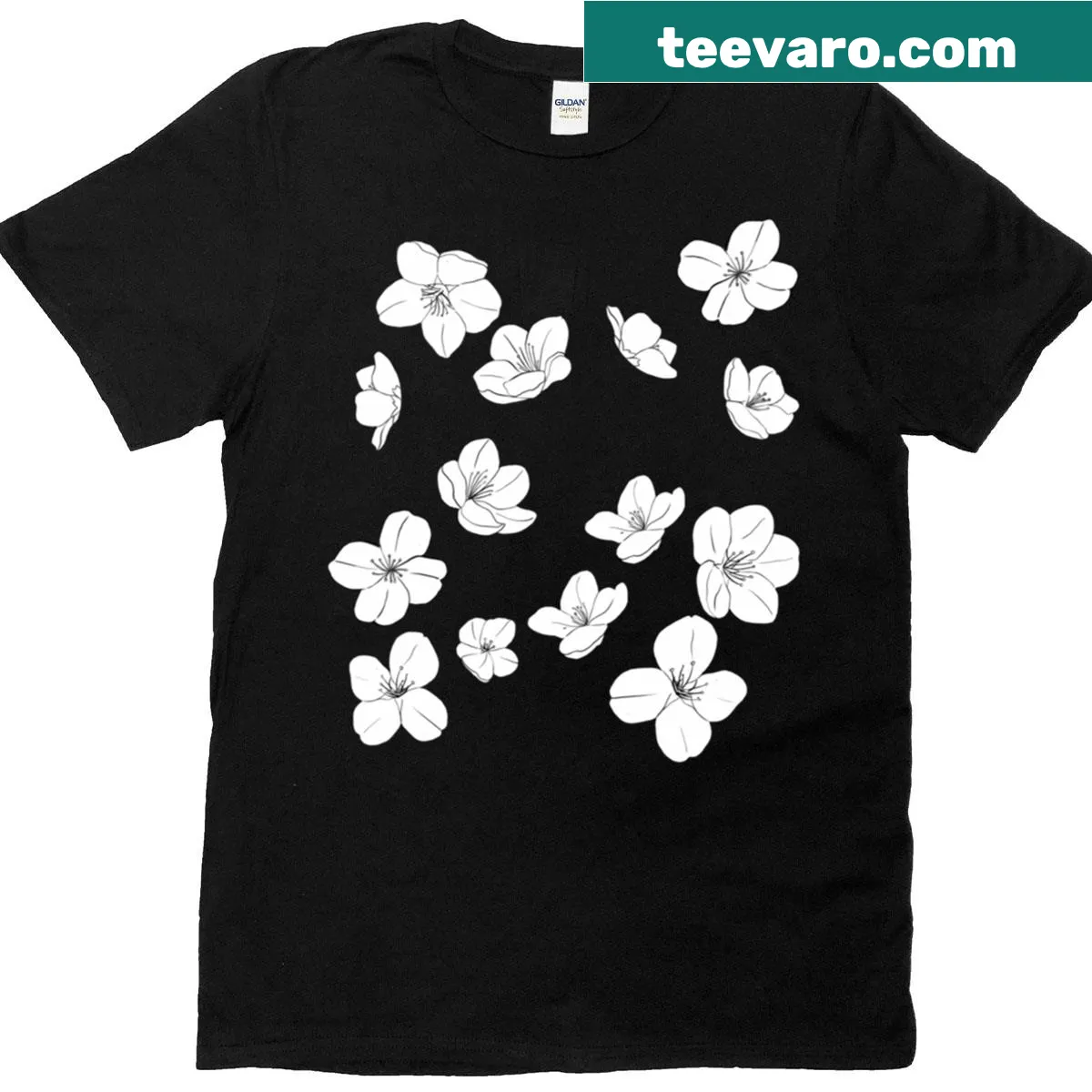 Classic t-shirt with cherry blossom illustration — on a men's t-shirt