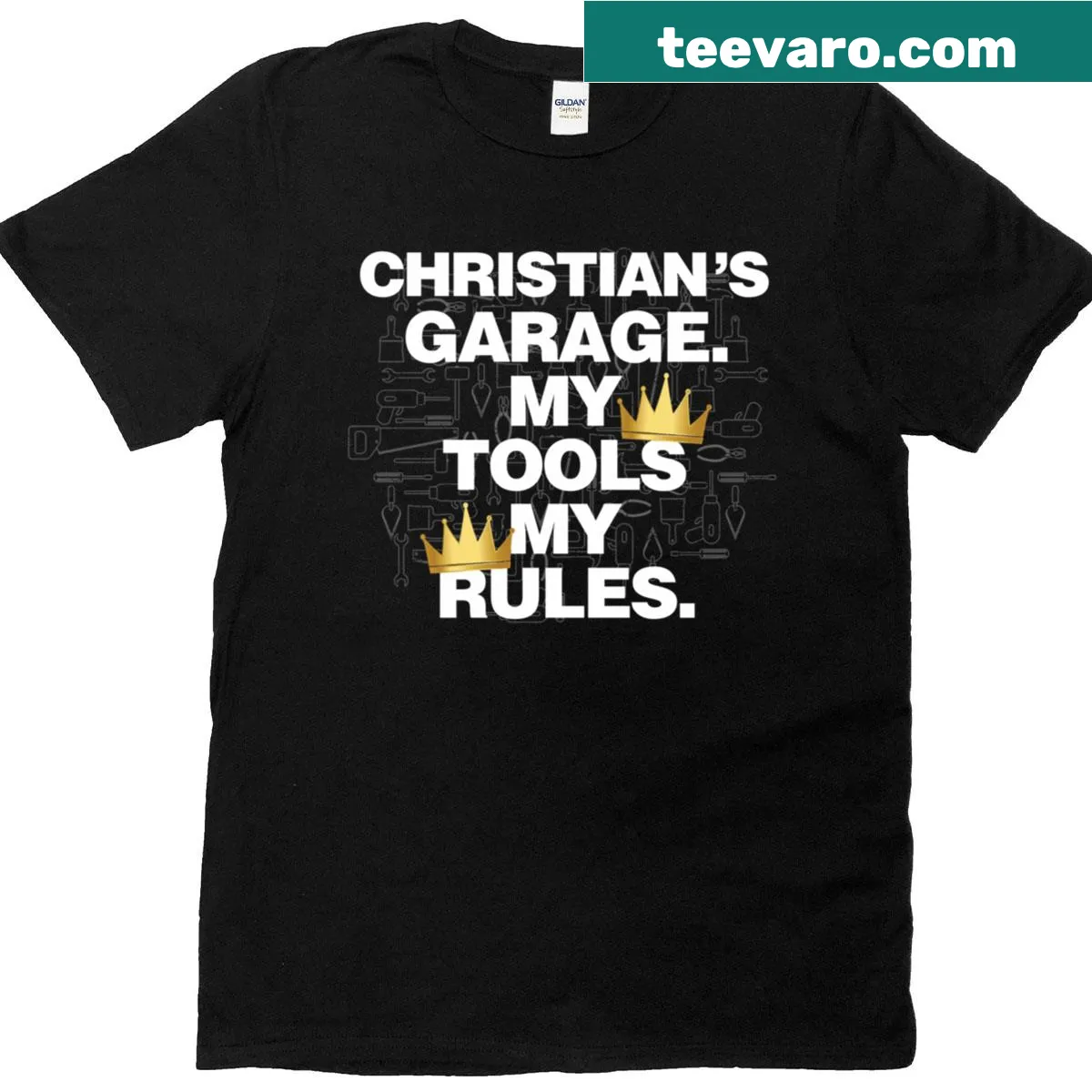 Playful text design about tools and rules with a Christian reference — on a men's t-shirt