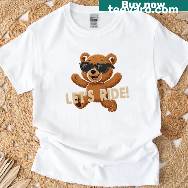 Illustration of a bear with sunglasses on T-shirt