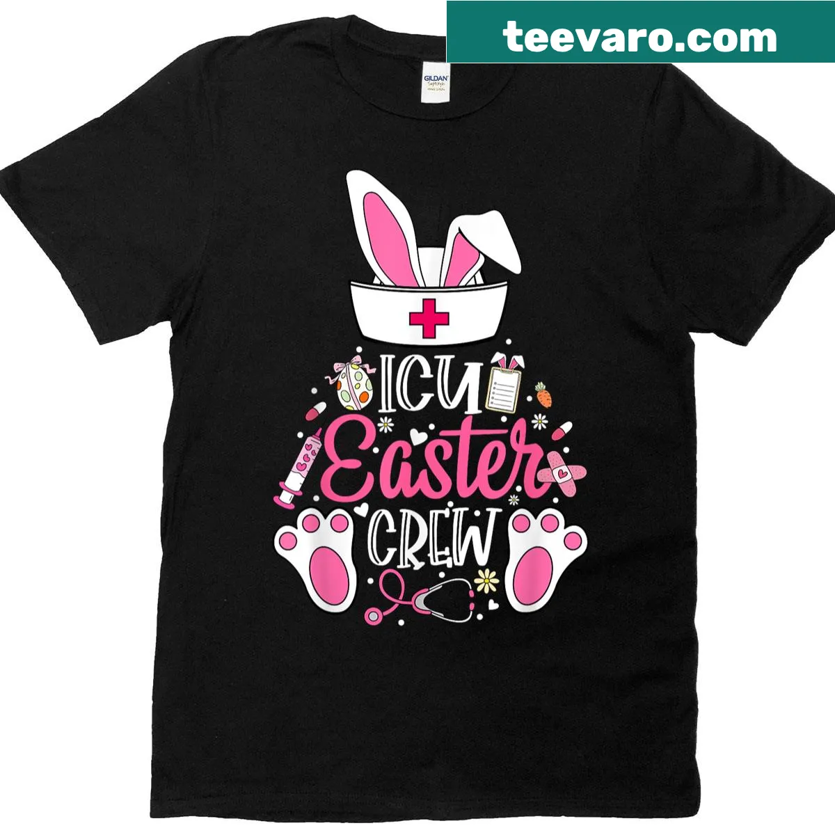Easter bunny dressed as an ICU nurse for women — on a men's t-shirt