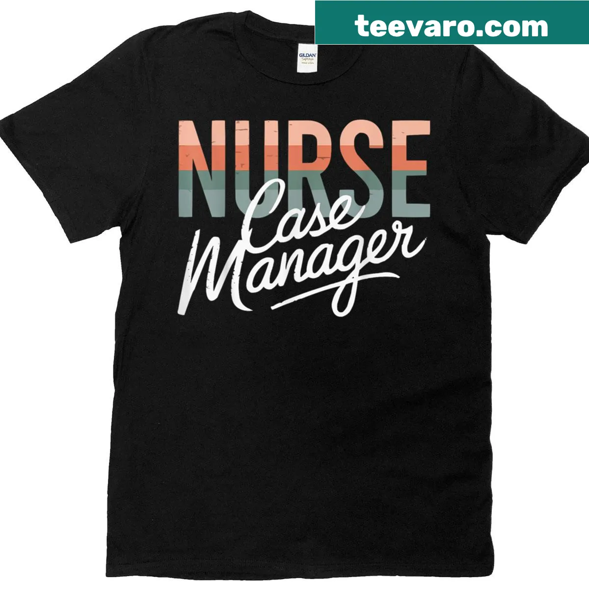 Vintage RN case management design on nursing T-shirt — on a men's t-shirt