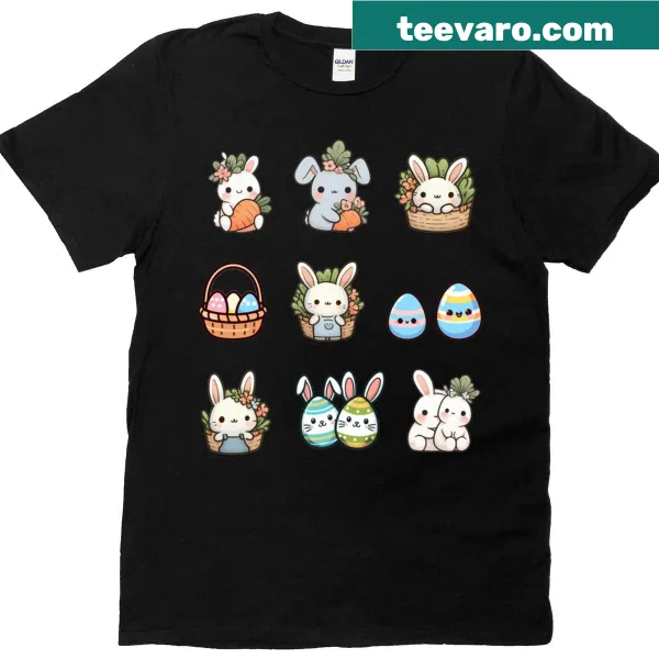 T-shirt celebrating Easter with playful holiday-themed graphics.