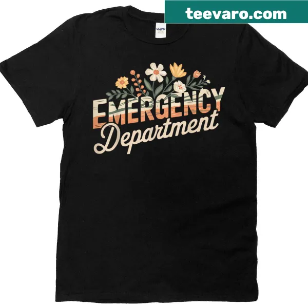 T-shirt featuring nursing elements and floral illustration for nurses