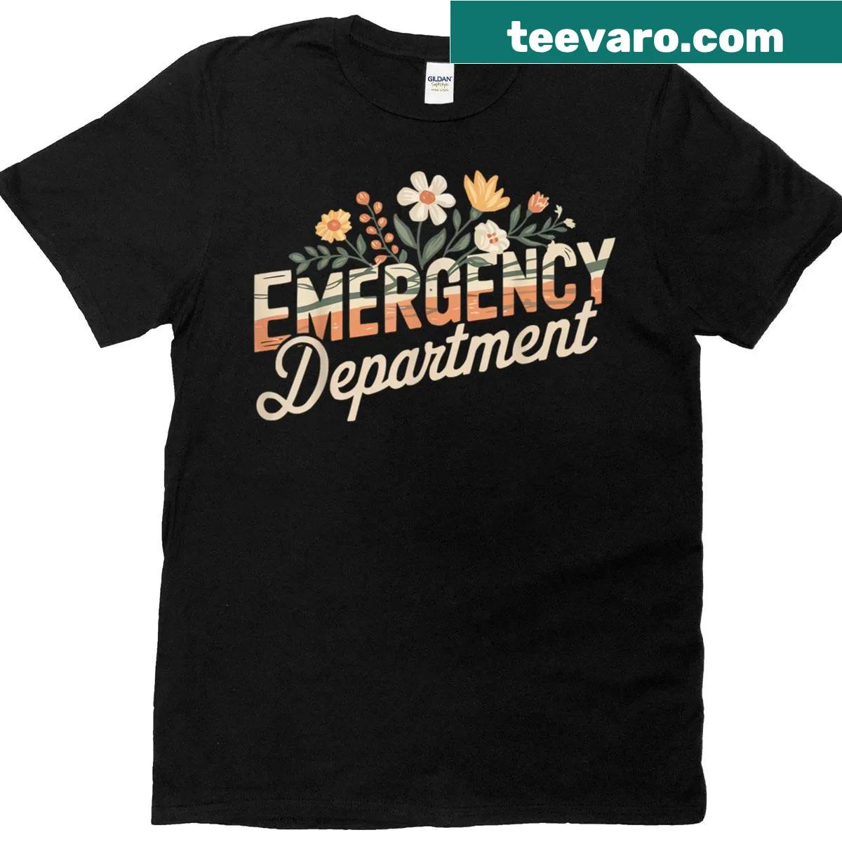 T-shirt featuring nursing elements and floral illustration for nurses — on a men's t-shirt