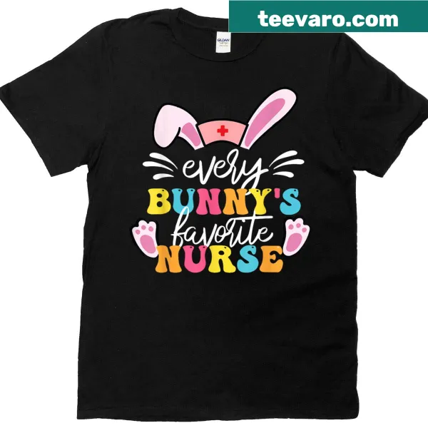 Cute Easter-themed t-shirt for nurses featuring a bunny graphic