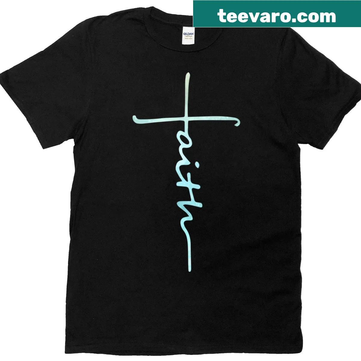 Classic T-shirt featuring a simple cross design — on a men's t-shirt