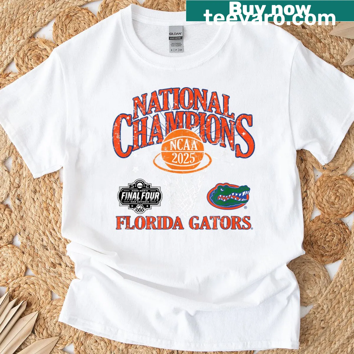 Florida Gators National Champs 2025 Mens Basketball Retro T-shirt featuring vintage logo design — on a men's t-shirt