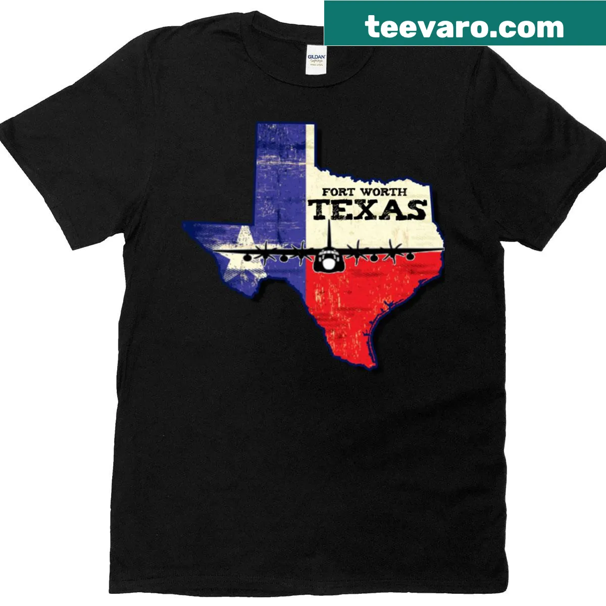Vintage-style graphic representing Fort Worth, Texas, on a classic t-shirt — on a men's t-shirt