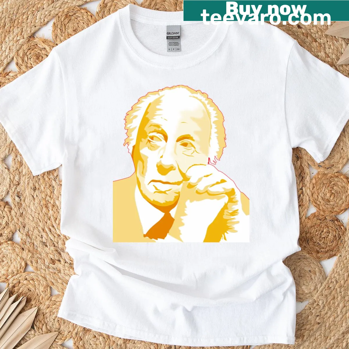 T-shirt with a hand-lettered portrait of Frank Lloyd Wright — on a men's t-shirt