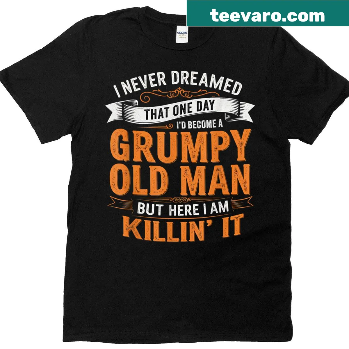 Sarcastic T-shirt for grumpy old men with bold text — on a men's t-shirt