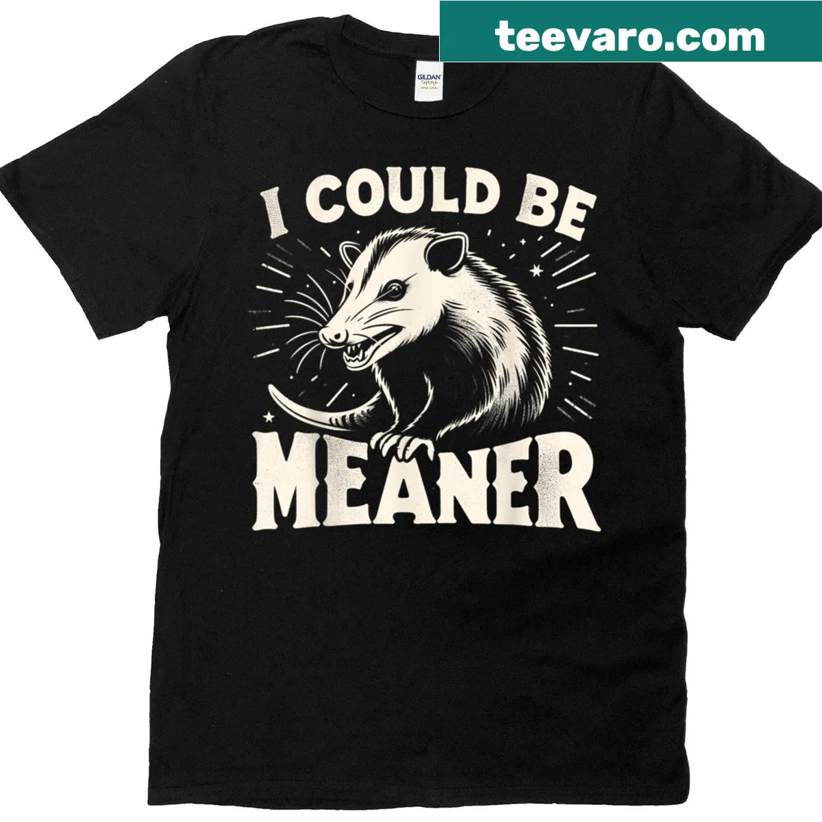 Sarcastic opossum-themed t-shirt with humorous text — on a men's t-shirt