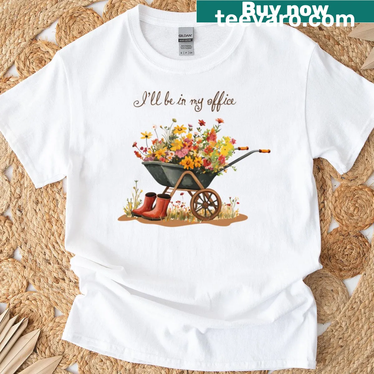 Typographic design celebrating gardening and flowers for moms — on a men's t-shirt