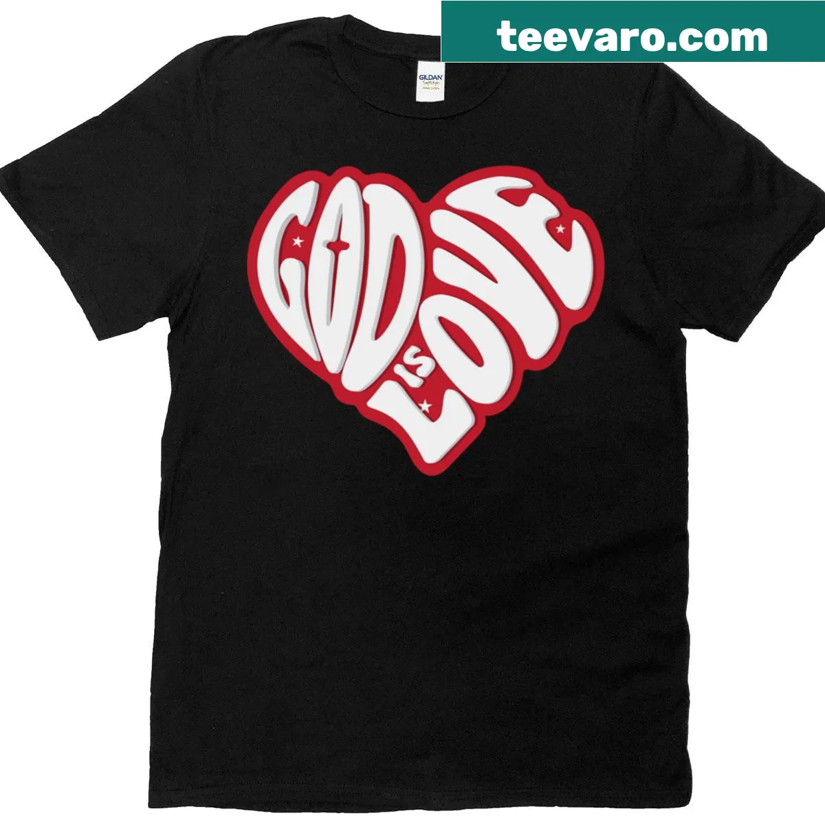Inspirational text 'God Is Love' on a t-shirt — on a men's t-shirt