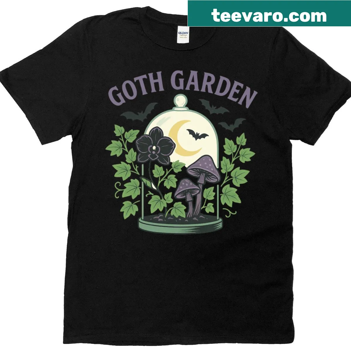Gothic garden illustration on classic T-shirt — on a men's t-shirt