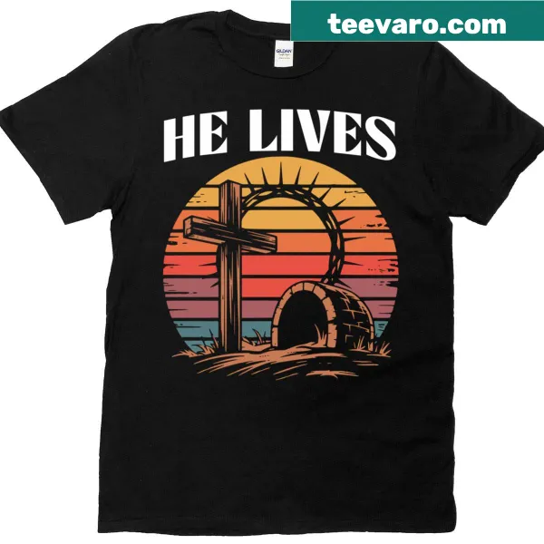 Vintage 'He Lives' Easter design T-shirt