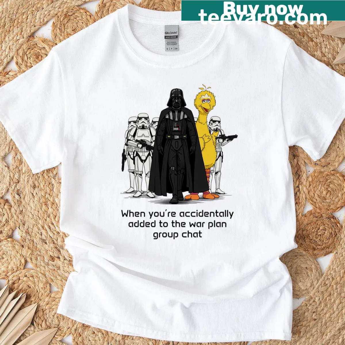 Satirical T-shirt about group chat leaks. — on a men's t-shirt