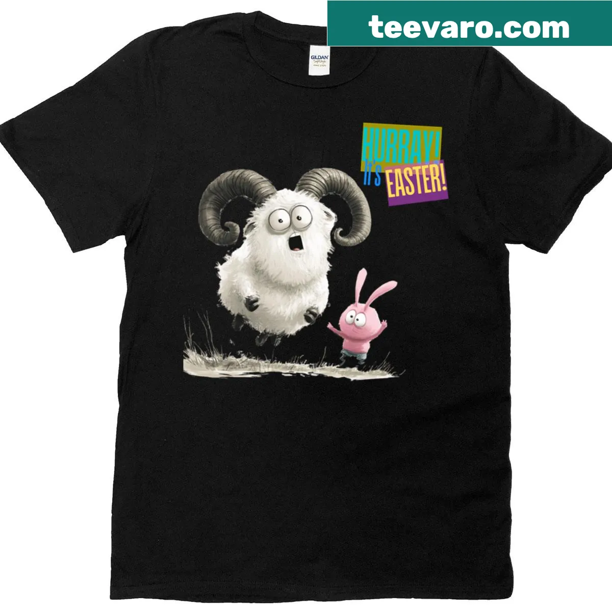 Classic Easter t-shirt featuring 'Hurray Its Easter' text — on a men's t-shirt
