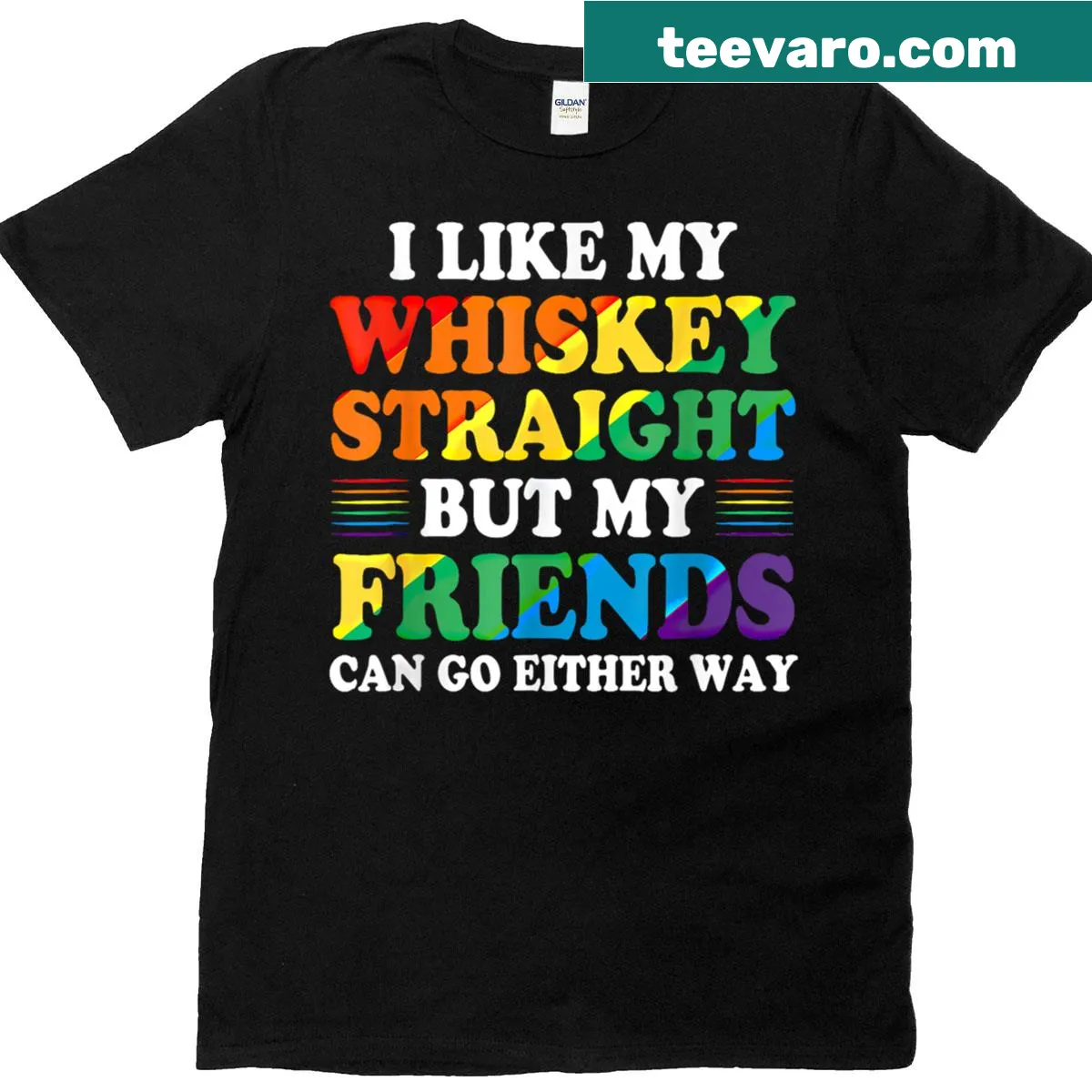 T-shirt with humorous saying about whiskey and friends — on a men's t-shirt