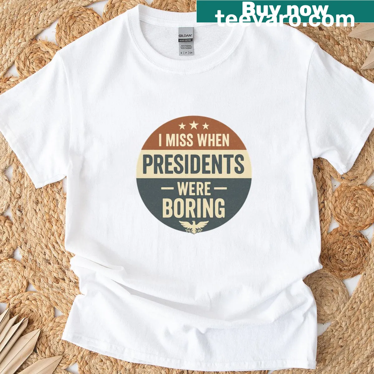 Retro political t-shirt expressing nostalgia about past presidents — on a men's t-shirt