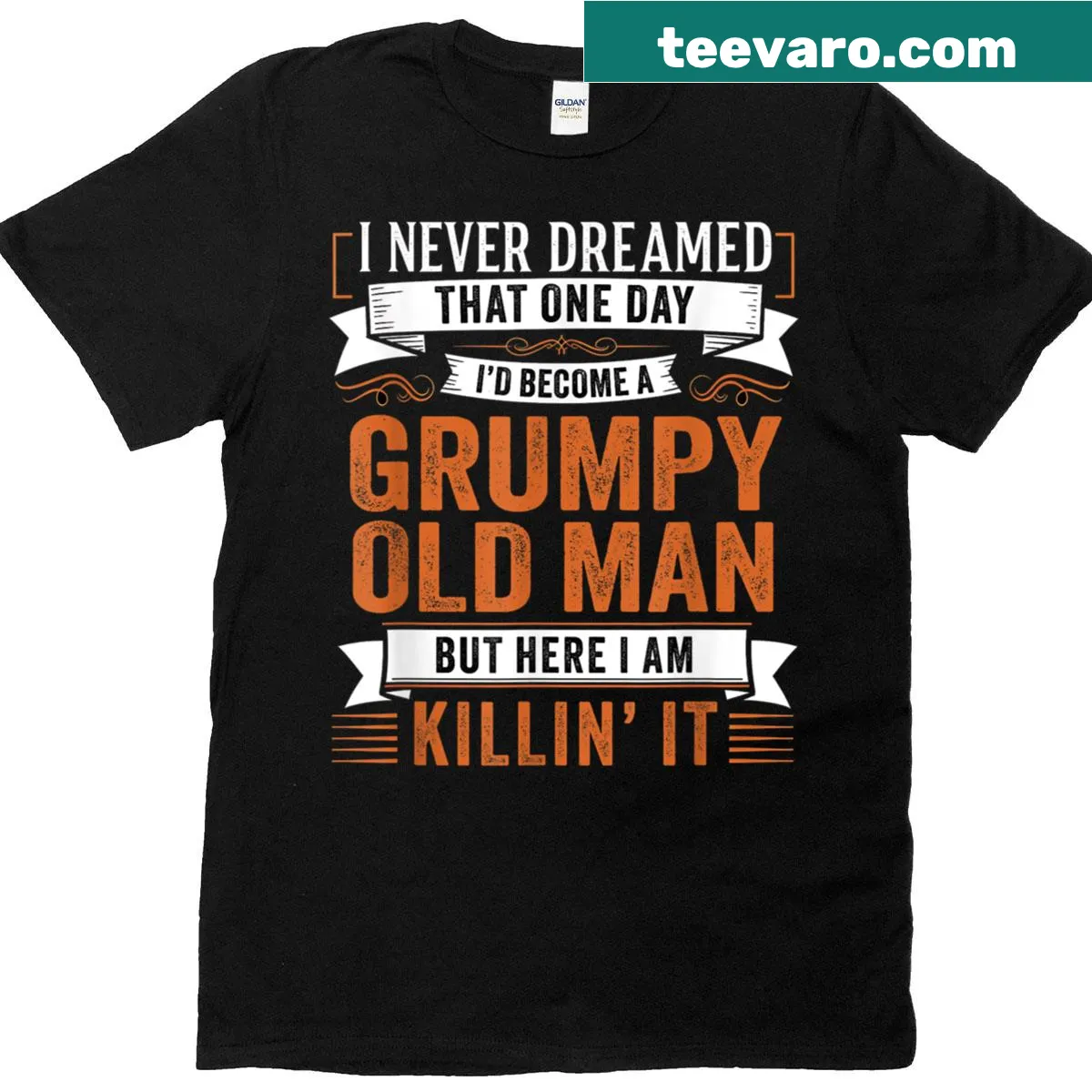 Funny T-shirt with a message about becoming grumpy — on a men's t-shirt