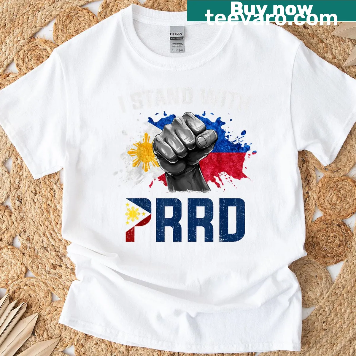 T-shirt with 'I Stand With Duterte' bold text — on a men's t-shirt