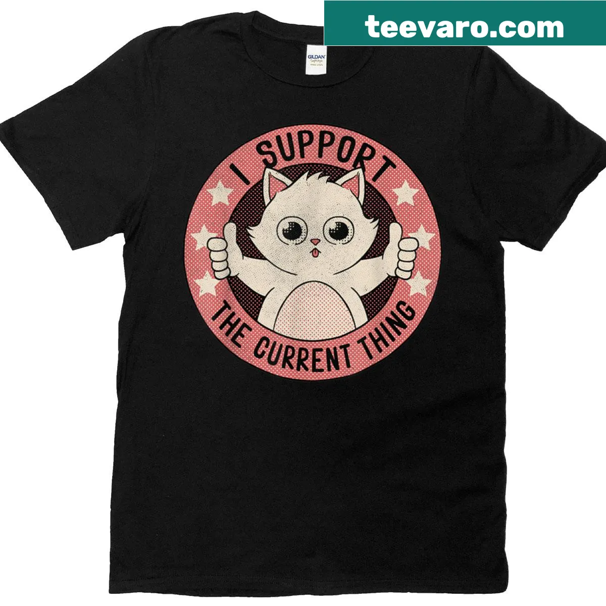 T-shirt supporting cats with playful design — on a men's t-shirt
