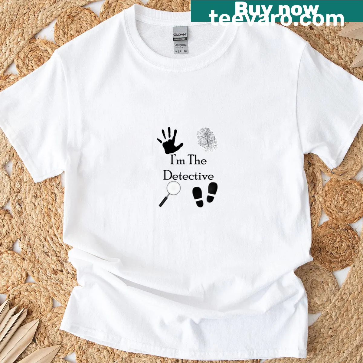 Detective-themed t-shirt with playful text about being a detective — on a men's t-shirt