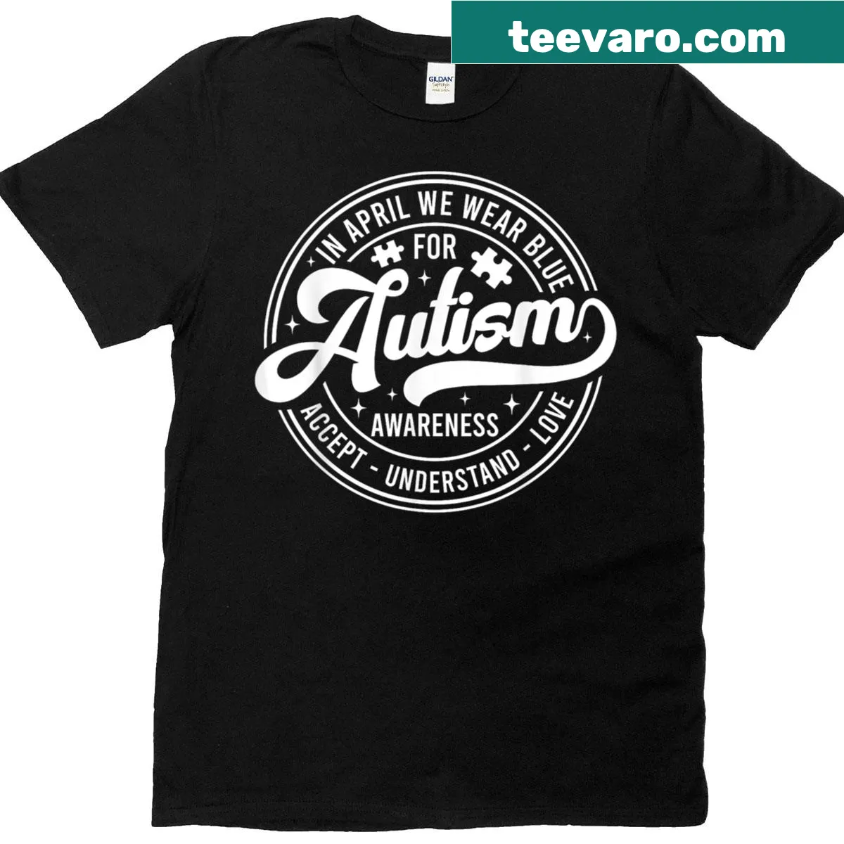 T-shirt featuring text for Autism Awareness Month — on a men's t-shirt