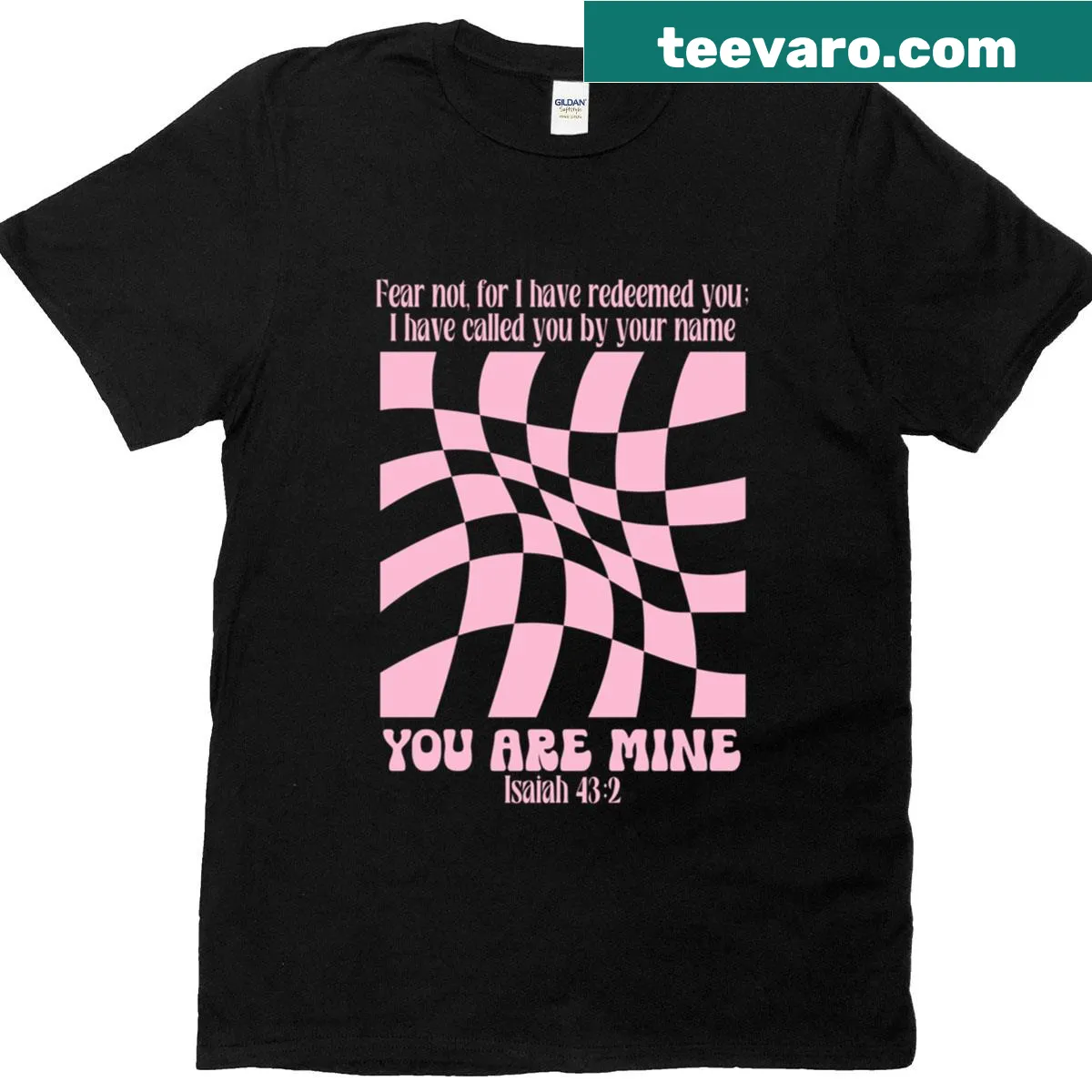 Retro T-shirt featuring Isaiah 43:2 Bible verse — on a men's t-shirt