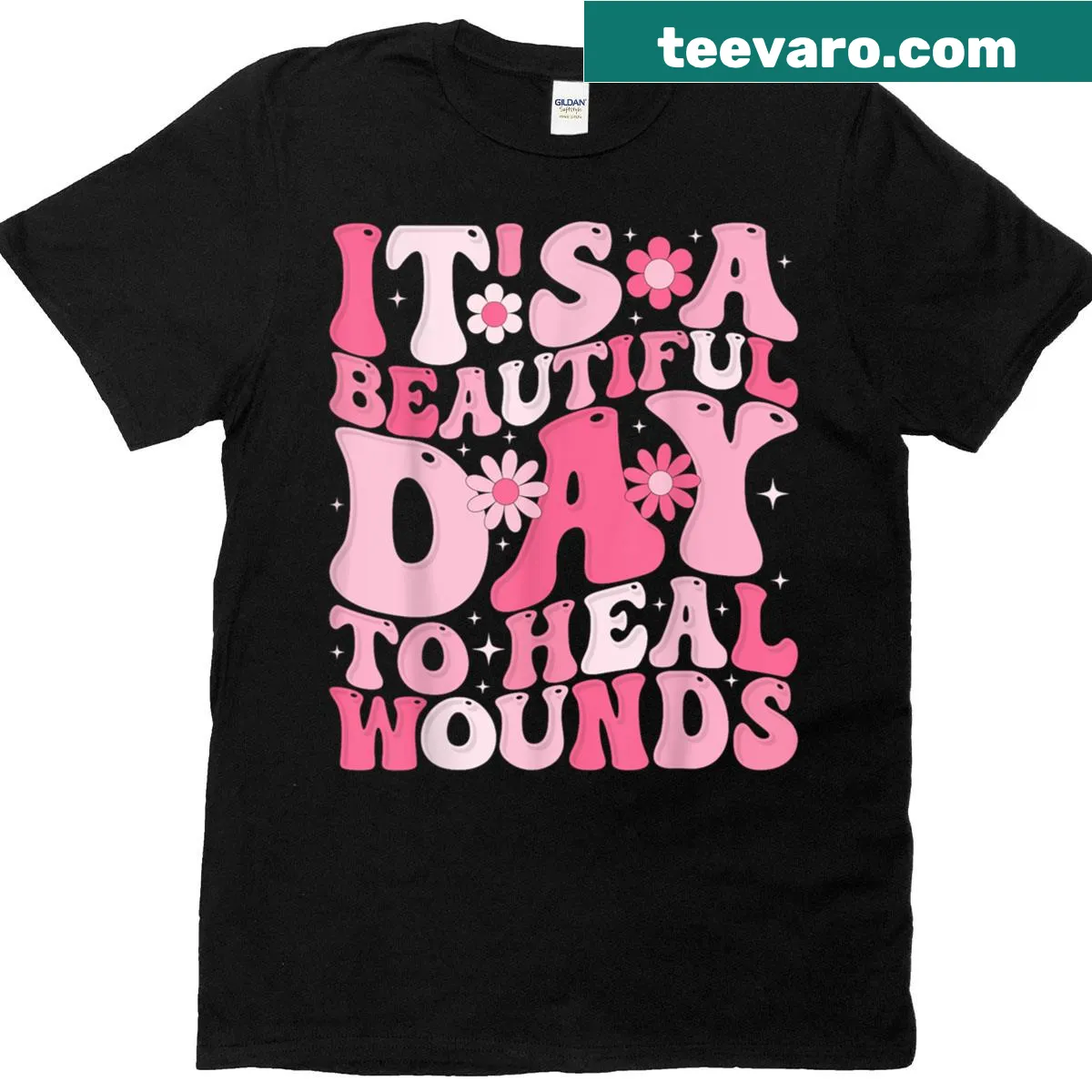 Retro T-shirt for nurses with healing message and graphics — on a men's t-shirt