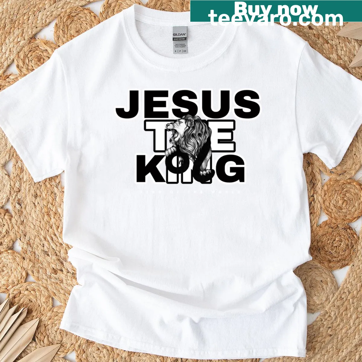 Illustration of a lion representing Jesus as the King — on a men's t-shirt