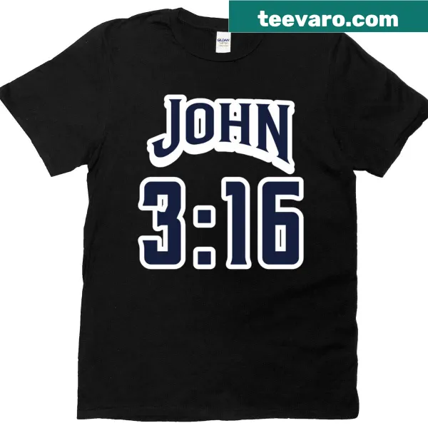 Classic tee with 'John 3:16' scripture in jersey style.